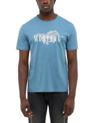 Męski T-Shirt Mustang Style Austin Bluestone 1016858 5180. T-shirty męskie Mustang, m, bez wzorów, bez kołnierzyka. Za 79.99 zł.
