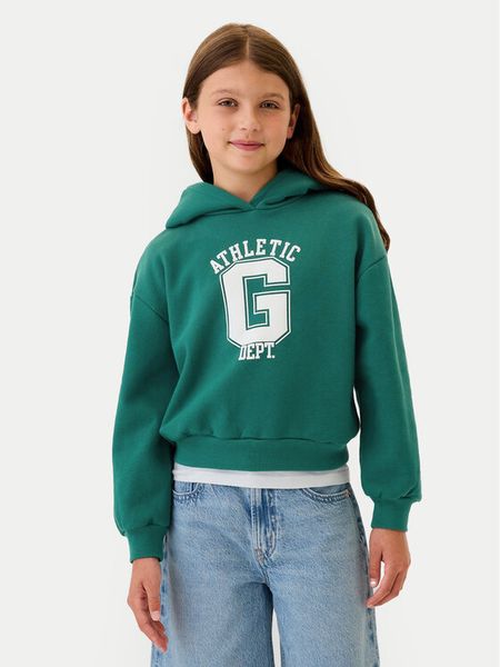 Gap Bluza 546157-00 Zielony Relaxed Fit. Zielone bluzy dla dziewczynek GAP, bez wzorów, z bawełny, bez ramiączek, bez kaptura. Za 129.99 zł.