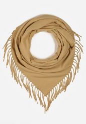 Beżowy Szalik w Kształcie Trójkąta z Frędzlami Vetifare. Brązowe szaliki i chusty damskie Renee, bez wzorów, z jeansu. Za 49.99 zł.