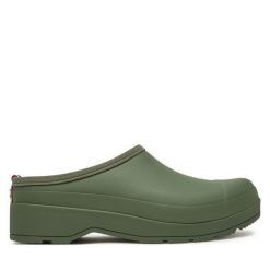 Kalosze Hunter. Brązowe klapki damskie Hunter, bez wzorów, bez obcasa. Za 209.99 zł.