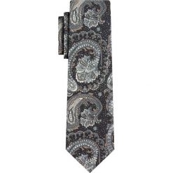 Krawat Męski, Granatowo-Beżowy, Wzór Paisley, Łezki, 100% Bawełna, 7cm -EM Men's Accessories. Niebieskie krawaty i muchy Em men's accessories, bez wzorów, z bawełny, eleganckie. Za 79.99 zł.
