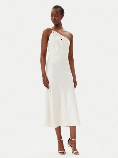 Imperial Sukienka koktajlowa ADOJJBA Biały Regular Fit. Białe sukienki damskie Imperial, xl, bez wzorów, z syntetyku, wizytowe, bez kołnierzyka, bez ramiączek. Za 269.99 zł.