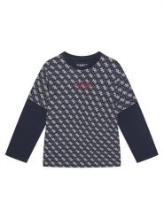 Guess Bluzka L5YI18 K8HM4 Granatowy Regular Fit. Niebieskie t-shirty dla chłopców Guess, z aplikacjami, z bawełny, bez ramiączek. Za 99.99 zł.