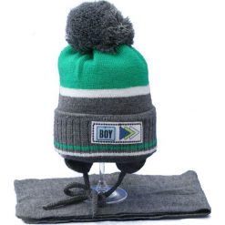 Czapka dziecięca z szalikiem CZ+S 024B. Szare czapki dla dzieci Proman. Za 44.66 zł.