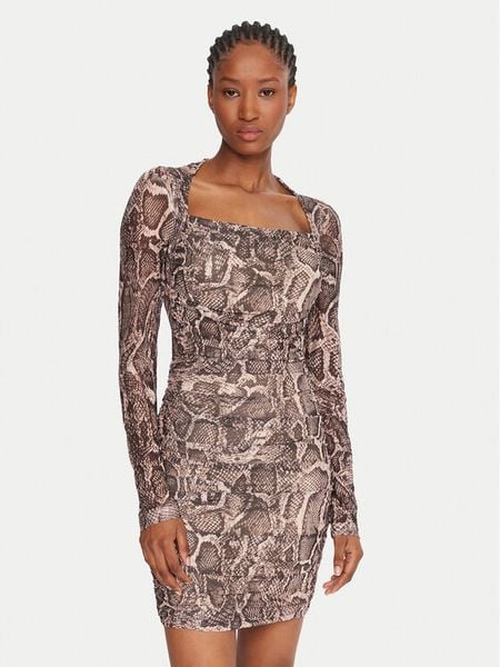 Guess Sukienka koktajlowa W5BK65 KCZC2 Beżowy Slim Fit. Brązowe sukienki damskie Guess, xs, z aplikacjami, z syntetyku, wizytowe, bez kołnierzyka, bez ramiączek. Za 329.99 zł.