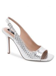 Nine West Sandały FF-1065 Srebrny. Szare klapki damskie Nine West, bez wzorów, z syntetyku, bez obcasa, na szpilce, bez zapięcia. Za 239.99 zł.