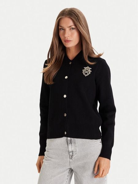 Morgan Kardigan 252-MTEDDY Czarny Regular Fit. Czarne kardigany damskie Morgan, m, bez wzorów, z syntetyku, bez kołnierzyka, bez ramiączek, bez kaptura. Za 329.99 zł.