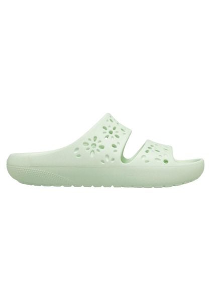Klapki Dla Dorosłych Crocs Classic Floral Cut Out Sandal. Zielone klapki damskie Crocs, bez wzorów, z materiału, bez obcasa. Za 159.99 zł.