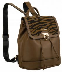 Plecak damski David Jones 6865-3 khaki. Brązowe plecaki damskie David Jones, bez wzorów, ze skóry. Za 107.99 zł.