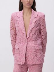 Strukturalna marynarka - pastelowy róż. Czerwone żakiety damskie Reserved, l, bez wzorów, z bawełny. Za 259.99 zł.