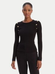 Guess Sweter W6RR58 Z2YK2 Czarny Regular Fit. Czarne swetry damskie Guess, xl, z aplikacjami, z wiskozy, bez kołnierzyka, bez ramiączek, bez kaptura. Za 399.99 zł.