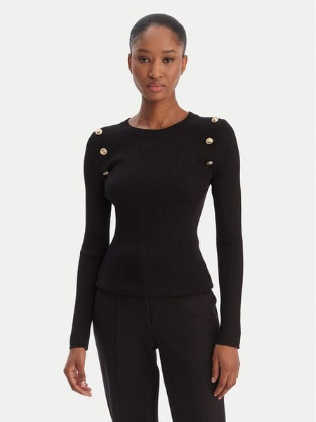Guess Sweter W6RR58 Z2YK2 Czarny Regular Fit. Czarne swetry damskie Guess, xl, z aplikacjami, z wiskozy, bez kołnierzyka, bez ramiączek, bez kaptura. Za 237.99 zł.