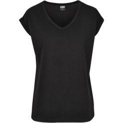Koszulka damska Urban Classic round V-Neck extended. Czarne t-shirty damskie Urban Classics, bez wzorów, bez kołnierzyka. Za 102.00 zł.