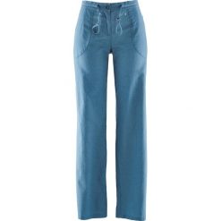 Spodnie lniane z szerokimi nogawkami. Białe spodnie materiałowe damskie bonprix, bez wzorów. Za 127.99 zł.