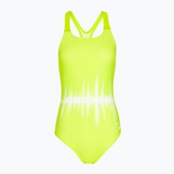 Strój pływacki jednoczęściowy damski Speedo Printed Medalist. Zielone kostiumy jednoczęściowe damskie Speedo, xl, bez wzorów, sportowe, do pływania. Za 89.99 zł.