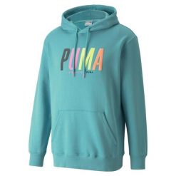 Bluza dresowa męska Puma SWXP GRAPHIC. Niebieskie bluzy męskie Puma, l, bez wzorów, z dresówki, z kapturem. Za 414.00 zł.