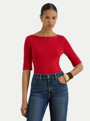 LAUREN RALPH LAUREN Bluzka 200654963200 Czerwony Slim Fit. Czerwone bluzki damskie Lauren Ralph Lauren, xxl, bez wzorów, z bawełny, bez kołnierzyka, bez ramiączek. Za 289.99 zł.