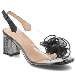 Czarne Sandały S.Barski Eleganckie Żelki Damskie. Czarne sandały damskie S.BARSKI, z aplikacjami, bez obcasa, na obcasie, bez zapięcia. Za 199.00 zł.