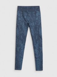 4F Legginsy treningowe bezszwowe damskie - turkusowe M/L. Niebieskie legginsy damskie 4f, l, bez wzorów, z dzianiny. Za 149.99 zł.