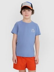 4F T-shirt regular z nadrukiem chłopięcy - granatowy 164 (13-14 lat). Niebieskie t-shirty dla chłopców 4f, bez wzorów, z bawełny, bez ramiączek. W wyprzedaży za 19.99 zł.