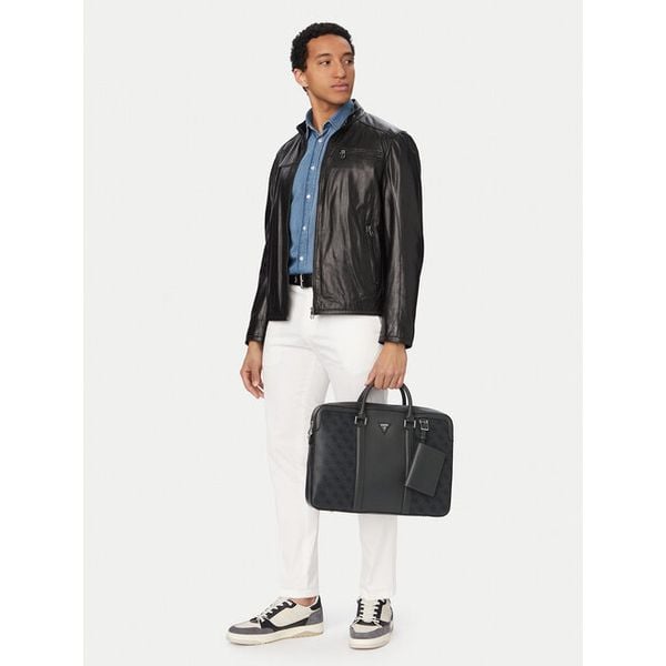 Torba na laptopa Guess. Szare torby na laptopa męskie Guess, z aplikacjami. Za 424.99 zł.