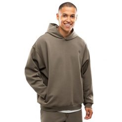 Męska bluza sportowa z kapturem Fitness Siroko Motion Green. Brązowe bluzy męskie SIROKO, m, bez wzorów, z materiału, z kapturem, na fitness i siłownię. Za 168.00 zł.