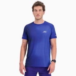 Koszulka męska do biegania z materiału eko-recyklingowego i ultralekka VAPORRUN. Niebieskie koszulki sportowe męskie BODYCROSS, na lato, l, bez wzorów, ze skóry, bez kołnierzyka, bez ramiączek, do biegania. Za 292.99 zł.