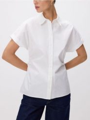 Taliowana koszula z bawełną - beżowy. Brązowe koszule damskie Reserved, l, bez wzorów, z bawełny, bez kołnierzyka, bez ramiączek. Za 89.99 zł.