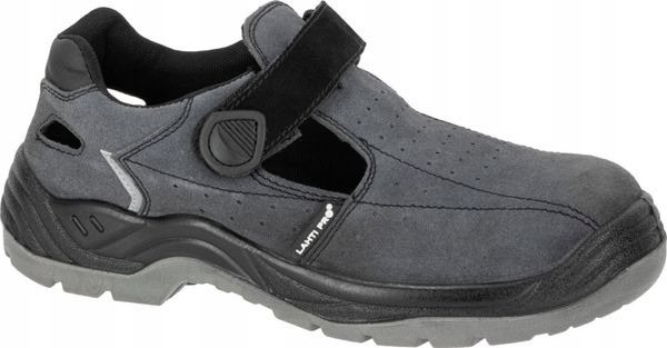 SANDAŁY ZAMSZOWE SZARO-CZARNE, S1 FO SR, "46", CE, LAHTI. Czarne sandały męskie Lahti Pro, z zamszu, bez zapięcia. Za 95.98 zł.