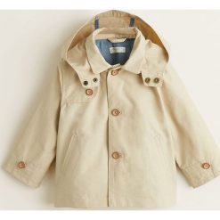 Mango Kids - Trencz dziecięcy Logan 80-104 cm. Szare kurtki i płaszcze dla chłopców Mango Kids, bez wzorów, z bawełny, z kapturem. W wyprzedaży za 59.90 zł.