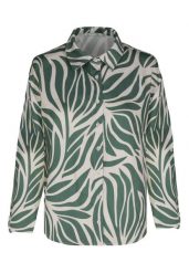 Koszula z wzorem K-LOST. Zielone bluzki damskie Volcano, m, bez wzorów, z materiału, klasyczne, bez kołnierzyka, bez ramiączek. Za 129.99 zł.