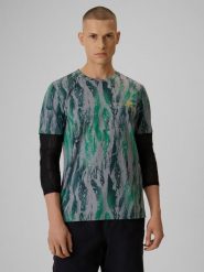 4F Koszulka kolarska męska - zielona L. Zielone t-shirty męskie 4f, l, bez wzorów, z dzianiny, bez kołnierzyka. Za 139.99 zł.