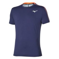 T-shirty Mizuno. Niebieskie t-shirty męskie Mizuno, l, bez wzorów, z tkaniny, eleganckie, bez kołnierzyka. Za 255.55 zł.