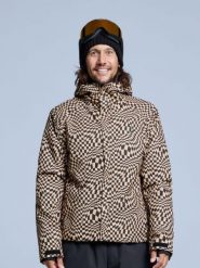 Kurtka narciarska - Męska - Arty - Ocieplana 2L - Ciepły piasek. Brązowe kurtki snowboardowe męskie POEDERBAAS, l, bez wzorów, z materiału, długie, z kapturem, narciarskie. Za 807.02 zł.