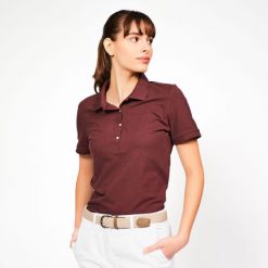 Koszulka polo do golfa z krótkim rękawem damska Inesis MW500. Niebieskie koszulki sportowe damskie INESIS, m, bez wzorów, z bawełny, bez kołnierzyka, bez ramiączek, na golfa. Za 59.99 zł.