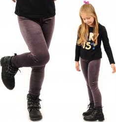 Legginsy dziewczęce Welurowe Elastyczne Spodnie Getry Welur Wrzosowe 104. Fioletowe legginsy dla dziewczynek LAEMI, bez wzorów, z weluru. Za 29.99 zł.