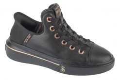 Buty sportowe Sneakersy damskie, Slip-Ins: Snoop One - OG Leather. Czarne obuwie sportowe damskie Skechers, bez wzorów, z materiału, trekkingowe. Za 379.99 zł.