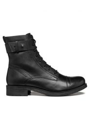 Geox Trzewiki D Rawelle D466RC 0TU43 C9999 Czarny. Czarne botki damskie Geox, ze skóry, bez obcasa, na płaskiej podeszwie, bez zapięcia. Za 479.99 zł.