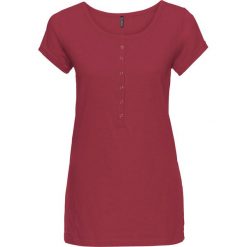 Shirt z plisą guzikową bonprix pomarańczowo-czerwony. Bluzki damskie marki bonprix. Za 34.99 zł.