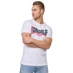 Koszulka Lonsdale Two Tone. Białe koszulki sportowe męskie Lonsdale, bez wzorów, z bawełny, bez kołnierzyka, bez ramiączek. W wyprzedaży za 102.50 zł.