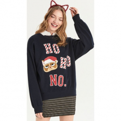 Bluza Ho ho no - Granatowy. Niebieskie bluzy damskie Sinsay. Za 49.99 zł.