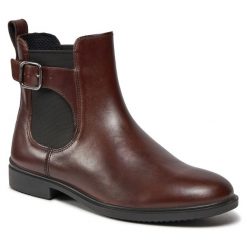 Botki ECCO. Brązowe botki damskie ecco, bez obcasa, na płaskiej podeszwie, bez zapięcia. Za 549.99 zł.