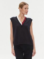 Tommy Hilfiger Sweter WW0WW40123 Granatowy Relaxed Fit. Niebieskie swetry damskie Tommy Hilfiger, xl, bez wzorów, z bawełny, bez kołnierzyka, bez ramiączek, bez kaptura. Za 599.99 zł.
