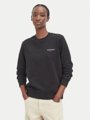 Tommy Jeans Bluza Classic Logo DW0DW23288 Czarny Regular Fit. Czarne bluzy damskie Tommy Jeans, s, bez wzorów, z bawełny, bez kaptura. Za 296.99 zł.