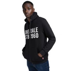 Bluza z kapturem i zamkiem błyskawicznym Lonsdale Solfach. Czarne bluzy męskie Lonsdale, l, bez wzorów, z bawełny, z kapturem. Za 248.00 zł.