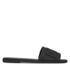 Klapki DKNY. Czarne klapki damskie DKNY, bez wzorów, bez obcasa. Za 219.99 zł.