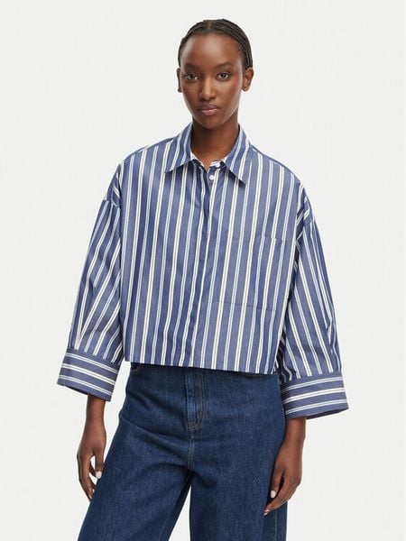 MAX&Co. Koszula Camicia 2616111054200 Granatowy Regular Fit. Niebieskie bluzki damskie MAX&Co., bez wzorów, z bawełny, bez kołnierzyka, bez ramiączek. Za 451.99 zł.