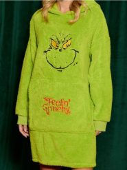 Bluza Snuddie Grinch - zielony. Zielone bluzy damskie Sinsay, l, bez wzorów, z kapturem. Za 79.99 zł.