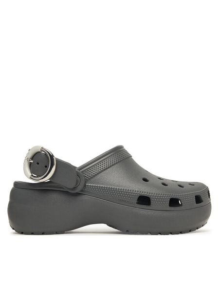 Crocs Klapki Classic Platform Buckle Clog 213230 Szary. Szare klapki damskie Crocs, bez wzorów, z tworzywa sztucznego, bez obcasa. Za 234.99 zł.