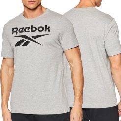 Koszulka z krótkim rękawem męska Reebok Big Logo Tee HD4219. Szare buty sportowe męskie Reebok, bez zapięcia, na fitness i siłownię. Za 69.00 zł.